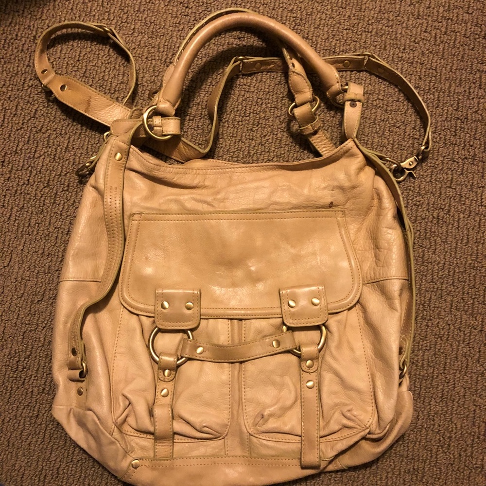 Sabina New York tan leather shoulder tote bag